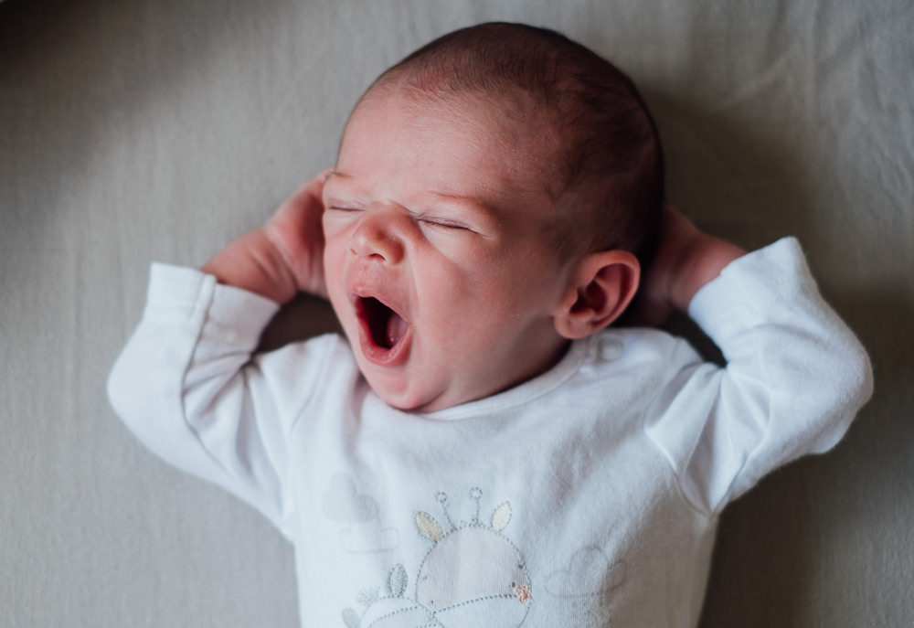 NEWBORN BABY CLOSE UP YAWN FACE PORTRAIT KENT PHOTO SESSION